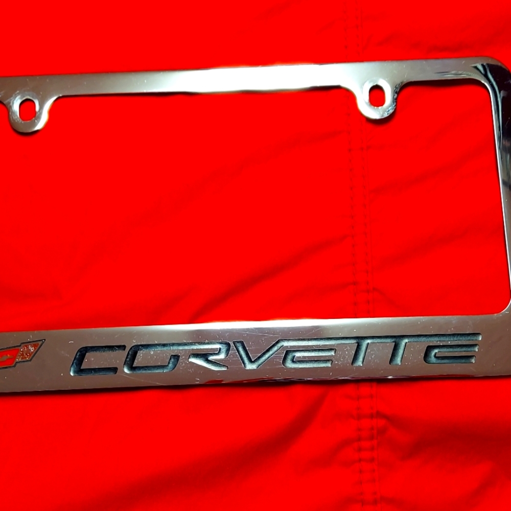 Corvette  C6 chrome tag plate.